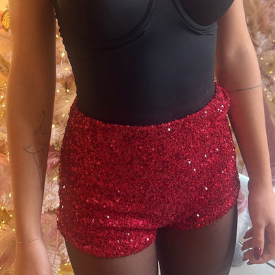 Culotte con paillettes rosso