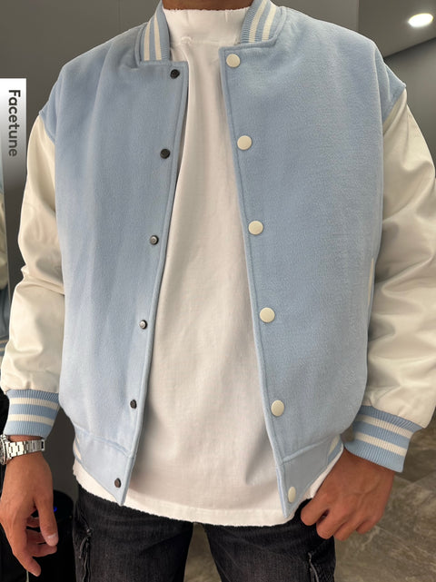 Bomber baseball azzurro